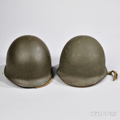 Two M1 Helmets with Fiber Liners