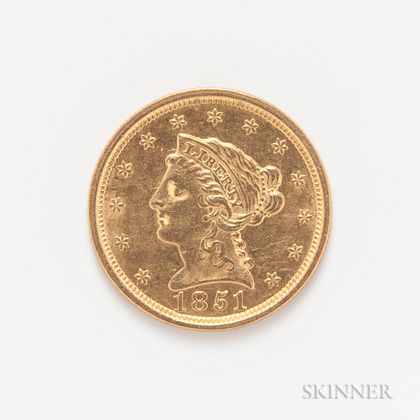 1851 $2.50 Liberty Head Gold Coin. Estimate $200-400