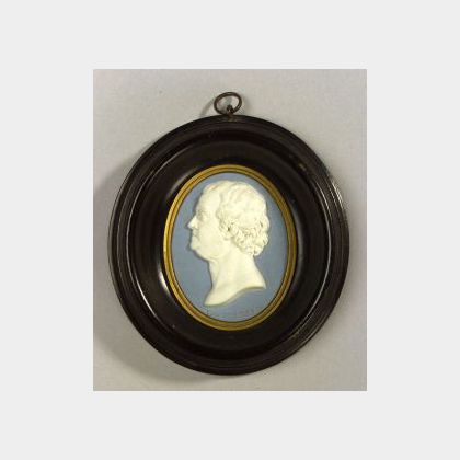 Wedgwood and Bentley Solid Blue Jasper Portrait Medallion of Benjamin Franklin