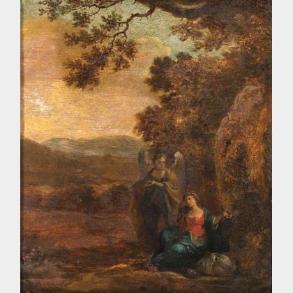 Italian School, 18th Century Lot of Two Works Including: Hagar and the Angel in the Wilderness and Saint Jerome at Prayer