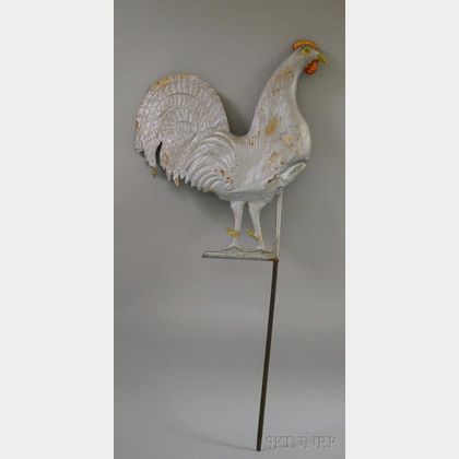 Painted Molded Copper Game Cock Weather Vane