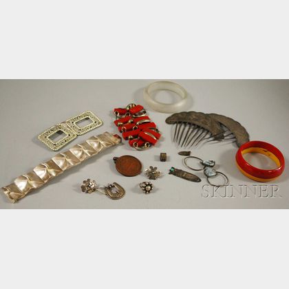 Group of Silver, Art Deco, and Ethnographic Jewelry Items