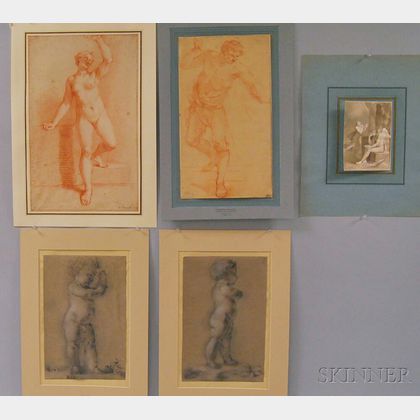 Five Unframed French 18th/19th Century Drawings: Attributed to Alexandre-Évariste Fragonard (1780-1850),Cupid Thwarted