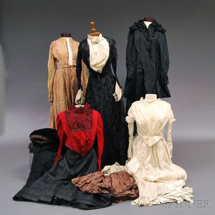 Group of Mostly 19th Century Lady's Clothing and Accessories