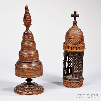 Two Ornamentally Turned Objects