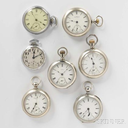 Seven Waltham Open-face Watches