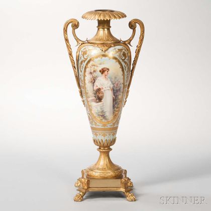 Royal Vienna-style Porcelain Gilt-bronze-mounted Vase