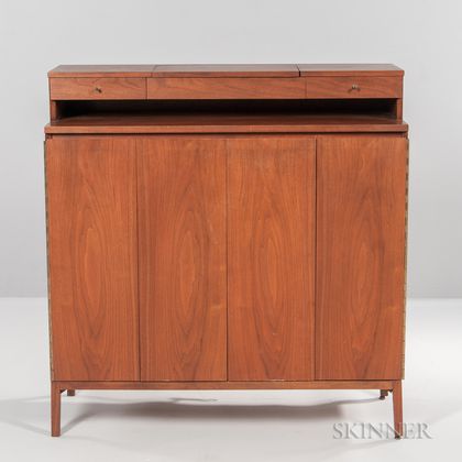 Paul McCobb (1917-1969) for Calvin Mahogany, Brass, and Glass Gentleman's Chest