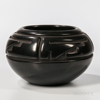 Carved Blackware Pottery Bowl