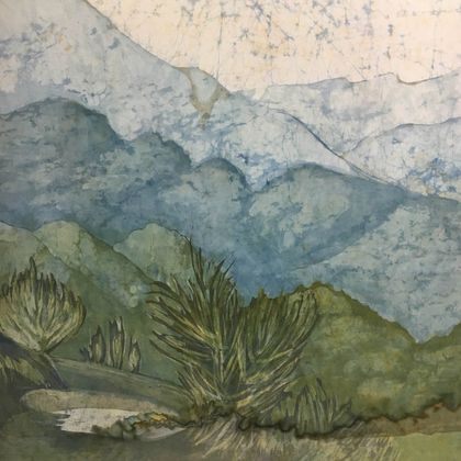 Three Framed Mary Taylor Abstract Landscape Batiks