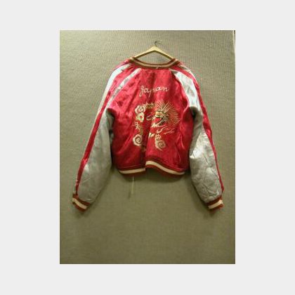 Vintage Japan Tour of Duty Reversible Embroidered Satin Souvenir Jacket. 
