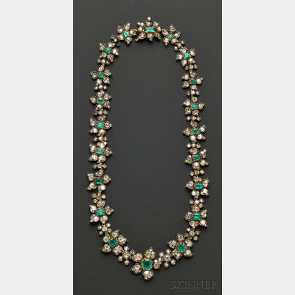 Antique Emerald and Diamond Necklace, France