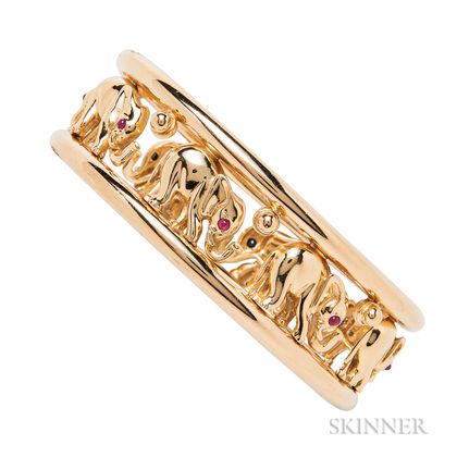 18kt Gold Gem-set Elephant Bracelet