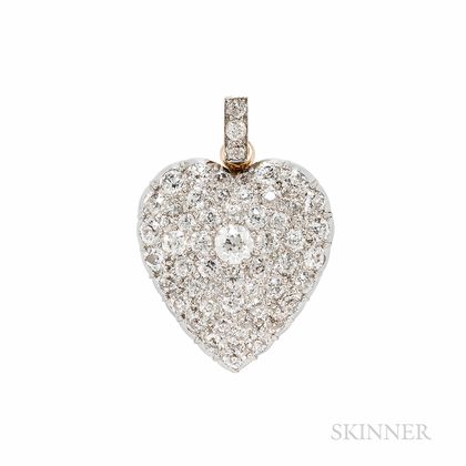 Edwardian Diamond Heart Pendant