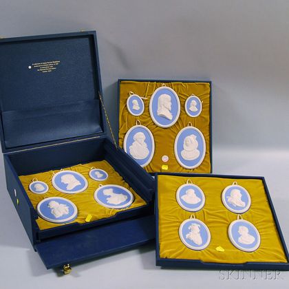 Cased Set of Wedgwood Portrait Medallions