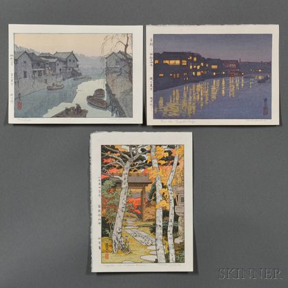 Toshi Yoshida (1911-1995),Three Color Woodblock Prints
