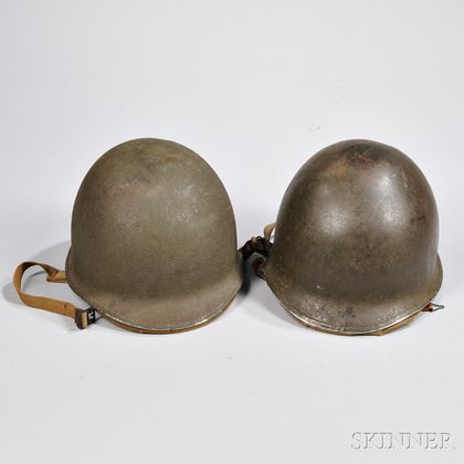 Two M1 Helmets with Fiber Liners