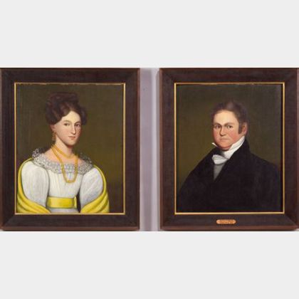 Zedekiah Belknap (American, 1781-1858) Lot of Two Portraits: Mr. and Mrs. Jonathan Richardson.