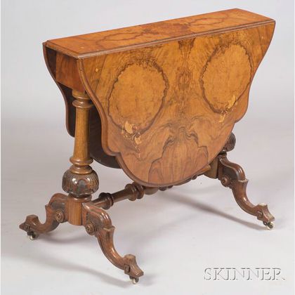 Victorian Inlaid Walnut Trestle Table