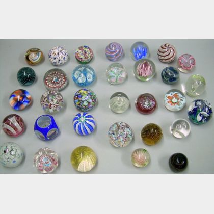Thirty-two Art Glass Paperweights