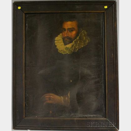 After El Greco (Greek, 1541-1614) Portrait of a Gentleman Wearing a Ruff Collar.
