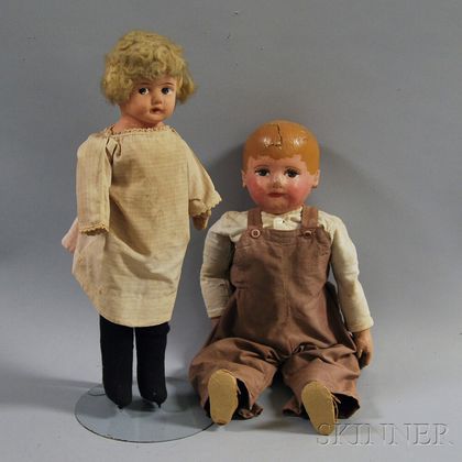 Two Papier-mache Dolls