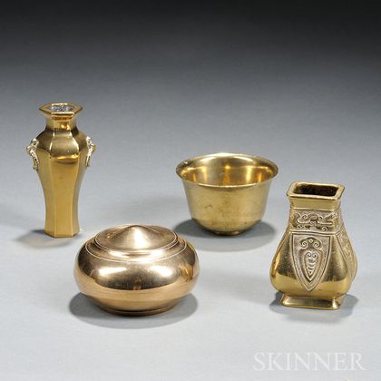 Four Polished Bronze Vessels