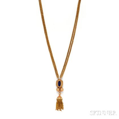 Bicolor Gold Tassel Necklace