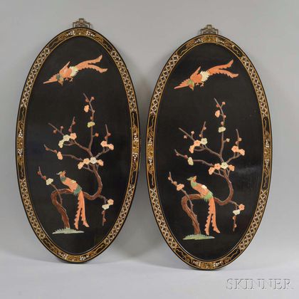 Pair of Lacquered Wall Plaques