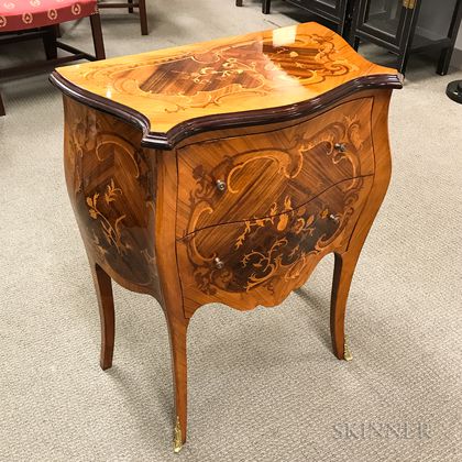 Louis XIV-style Marquetry Bombe Commode
