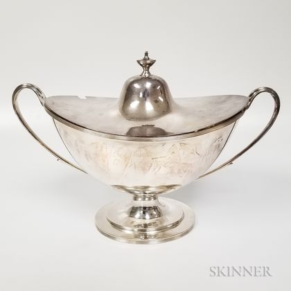 Large Silver-plated Oval Tureen