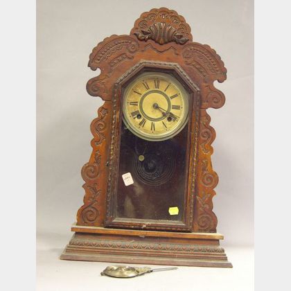 Ansonia Pressed Wood Gingerbread Shelf Clock