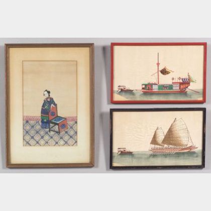 Chinese School, 19th Century Lot of Seven Framed Pith Paper Export Paintings.