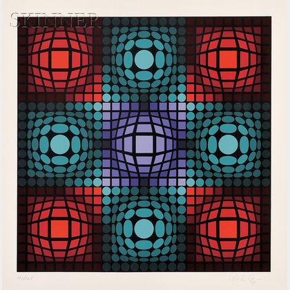 Victor Vasarely (French/Hungarian, 1908-1997) Untitled (Red, Green, Violet)