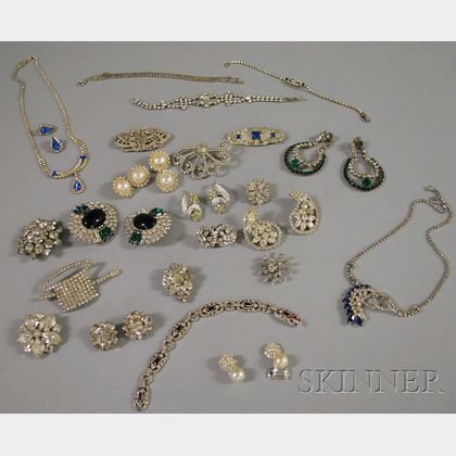 Group of Mostly Antique Rhinestone and Paste Jewelry
