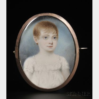 British School, Early 19th Century Portrait Miniature of a Young Child