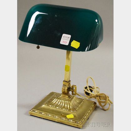 "Emeralite" Glass and Brass Desk Lamp