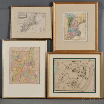 New England, New York, New Jersey, and Pennsylvania, Four Maps.