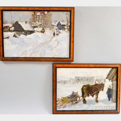 Vasili Osipovich Fomichev (Russian, 1924-1992) Two Winter Scenes