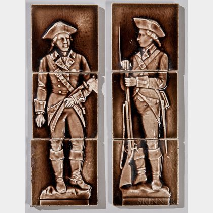 Two Providential Tile Works Three-part Revolutionary War Soldier Tiles 