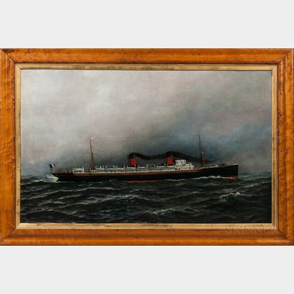 Antonio Nicolo Gasparo Jacobsen (Danish/American, 1850-1921) Portrait of French Steamship La Lorraine