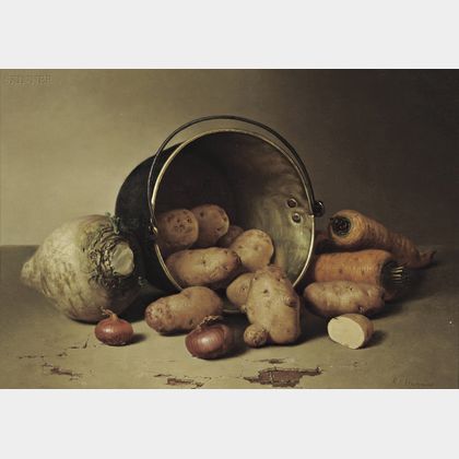 Robert Spear Dunning (American, 1829-1905) Still Life with Root Vegetables, 1858