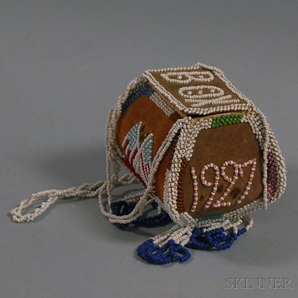 Native American Souvenir Beaded Velvet Box