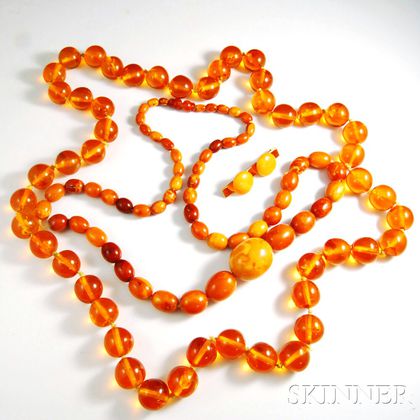 Three Pieces of Amber and Resin Jewelry