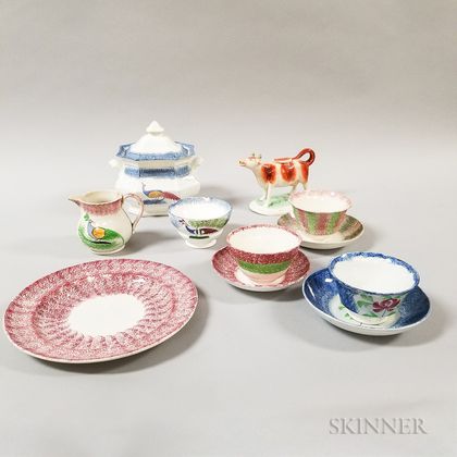 Ten Pieces of Ceramic Spatterware