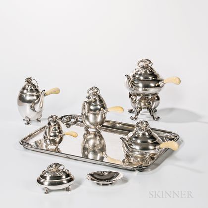 Eight-piece Georg Jensen Sterling Silver Tea and Coffee Service