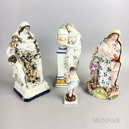 Four Early Staffordshire Pottery Figures