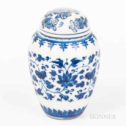 Small Blue and White Jar and Cover