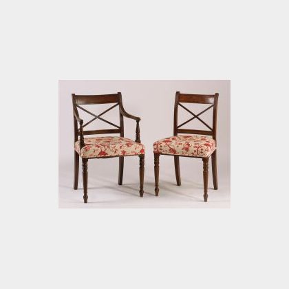 Set of Eight Regency Inlaid Mahogany Dining Chairs