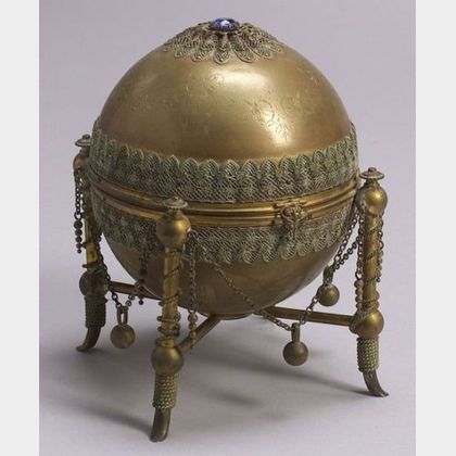 Victorian Gilt Metal Globe-form Standish